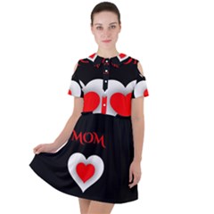 Mom And Dad, Father, Feeling, I Love You, Love Short Sleeve Shoulder Cut Out Dress  by nateshop