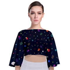 Abstract Minimalism Digital Art, Tie Back Butterfly Sleeve Chiffon Top by nateshop