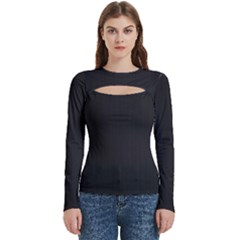 Black, Background, Simple Women s Cut Out Long Sleeve T-shirt by nateshop
