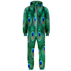Feather, Bird, Pattern, Peacock, Texture Hooded Jumpsuit (men) by nateshop