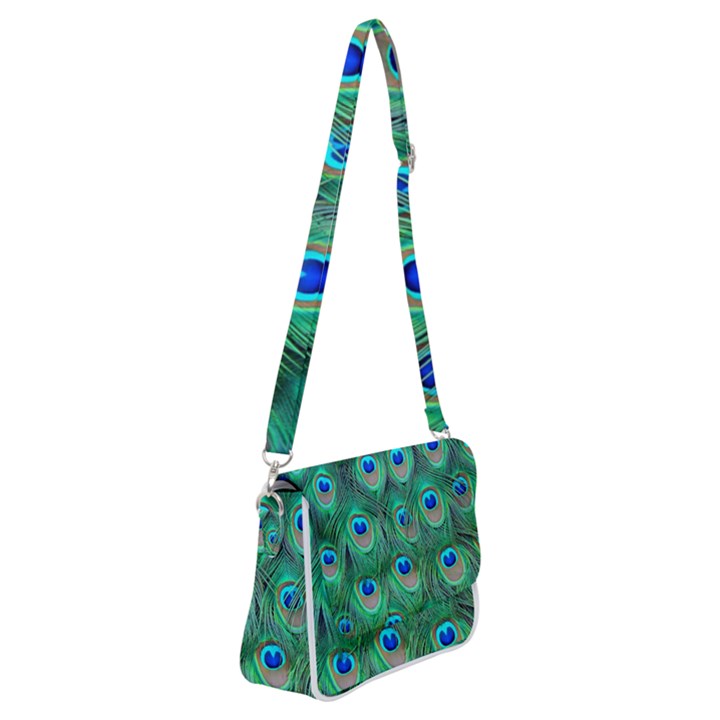 Feather, Bird, Pattern, Peacock, Texture Shoulder Bag with Back Zipper