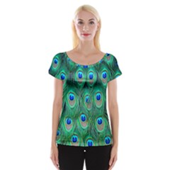 Feather, Bird, Pattern, Peacock, Texture Cap Sleeve Top by nateshop