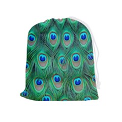 Feather, Bird, Pattern, Peacock, Texture Drawstring Pouch (xl) by nateshop