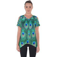 Feather, Bird, Pattern, Peacock, Texture Cut Out Side Drop T-shirt by nateshop