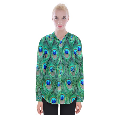 Feather, Bird, Pattern, Peacock, Texture Womens Long Sleeve Shirt by nateshop