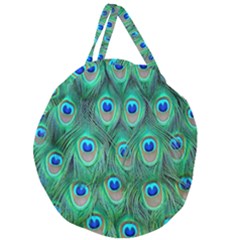 Feather, Bird, Pattern, Peacock, Texture Giant Round Zipper Tote by nateshop