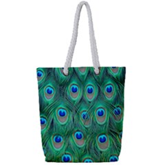 Feather, Bird, Pattern, Peacock, Texture Full Print Rope Handle Tote (small)