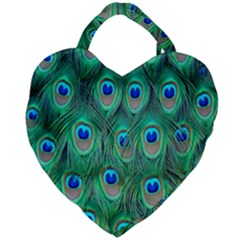 Feather, Bird, Pattern, Peacock, Texture Giant Heart Shaped Tote by nateshop