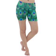 Feather, Bird, Pattern, Peacock, Texture Lightweight Velour Yoga Shorts by nateshop