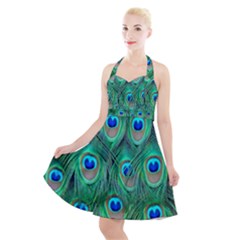 Feather, Bird, Pattern, Peacock, Texture Halter Party Swing Dress  by nateshop