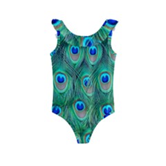 Feather, Bird, Pattern, Peacock, Texture Kids  Frill Swimsuit