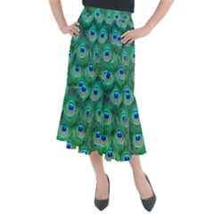 Feather, Bird, Pattern, Peacock, Texture Midi Mermaid Skirt by nateshop
