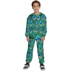 Feather, Bird, Pattern, Peacock, Texture Kids  Sweatshirt Set