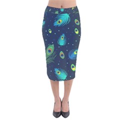 Feather, Bird, Pattern, Velvet Midi Pencil Skirt by nateshop