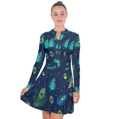 Feather, Bird, Pattern, Long Sleeve Panel Dress by nateshop