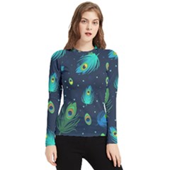 Feather, Bird, Pattern, Women s Long Sleeve Rash Guard by nateshop