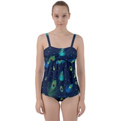 Feather, Bird, Pattern, Twist Front Tankini Set