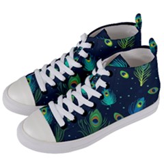 Feather, Bird, Pattern, Women s Mid-top Canvas Sneakers by nateshop