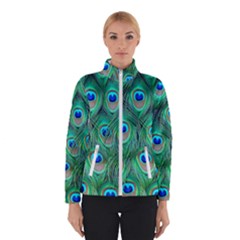 Peacock Feathers, Bonito, Bird, Blue, Colorful, Feathers Women s Bomber Jacket