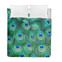 Peacock Feathers, Bonito, Bird, Blue, Colorful, Feathers Duvet Cover Double Side (full/ Double Size) by nateshop