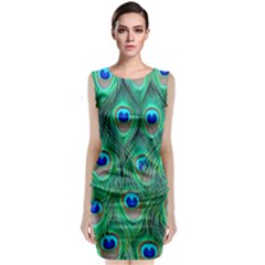 Peacock Feathers, Bonito, Bird, Blue, Colorful, Feathers Sleeveless Velvet Midi Dress by nateshop