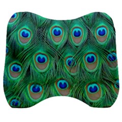 Peacock Feathers, Bonito, Bird, Blue, Colorful, Feathers Velour Head Support Cushion by nateshop