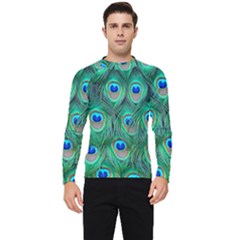 Peacock Feathers, Bonito, Bird, Blue, Colorful, Feathers Men s Long Sleeve Rash Guard by nateshop