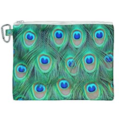 Peacock Feathers, Bonito, Bird, Blue, Colorful, Feathers Canvas Cosmetic Bag (xxl) by nateshop