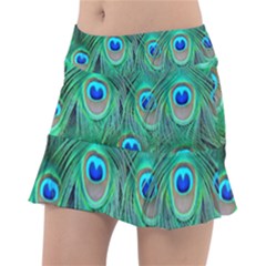 Peacock Feathers, Bonito, Bird, Blue, Colorful, Feathers Classic Tennis Skirt by nateshop