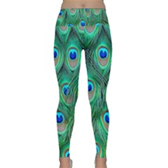 Peacock Feathers, Bonito, Bird, Blue, Colorful, Feathers Lightweight Velour Classic Yoga Leggings by nateshop