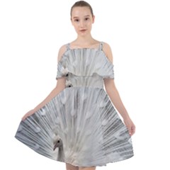 White Feathers, Animal, Bird, Feather, Peacock Cut Out Shoulders Chiffon Dress by nateshop