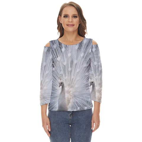 White Feathers, Animal, Bird, Feather, Peacock Cut Out Wide Sleeve Top by nateshop