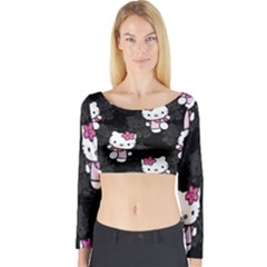 Hello Kitty, Pattern, Supreme Long Sleeve Crop Top by nateshop