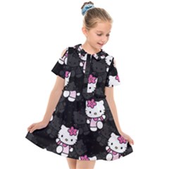 Hello Kitty, Pattern, Supreme Kids  Short Sleeve Shirt Dress by nateshop