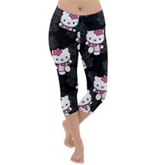 Hello Kitty, Pattern, Supreme Lightweight Velour Capri Yoga Leggings by nateshop
