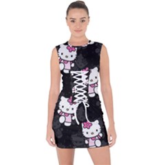 Hello Kitty, Pattern, Supreme Lace Up Front Bodycon Dress by nateshop