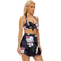 Hello Kitty, Pattern, Supreme Vintage Style Bikini Top and Skirt Set  View3