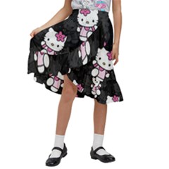 Hello Kitty, Pattern, Supreme Kids  Ruffle Flared Wrap Midi Skirt by nateshop