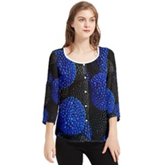 Berry, One,berry Blue Black Chiffon Quarter Sleeve Blouse