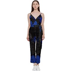 Berry, One,berry Blue Black V-Neck Camisole Jumpsuit