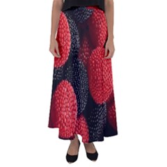 Berry,curved, Edge, Flared Maxi Skirt by nateshop