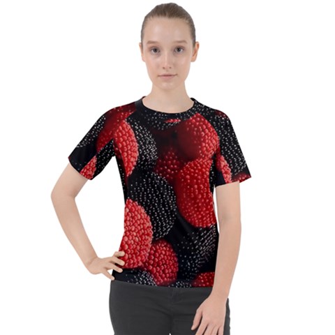 Berry,curved, Edge, Women s Sport Raglan T-shirt by nateshop