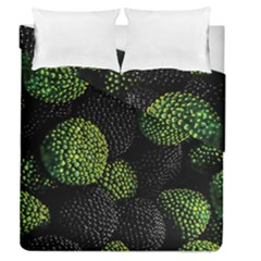 Berry,note, Green, Raspberries Duvet Cover Double Side (queen Size)