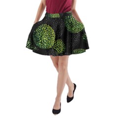 Berry,note, Green, Raspberries A-line Pocket Skirt by nateshop