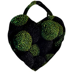 Berry,note, Green, Raspberries Giant Heart Shaped Tote by nateshop