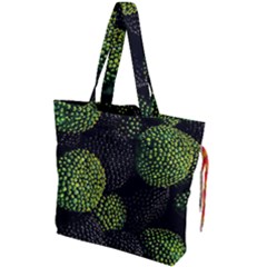 Berry,note, Green, Raspberries Drawstring Tote Bag by nateshop