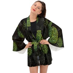 Berry,note, Green, Raspberries Long Sleeve Kimono by nateshop