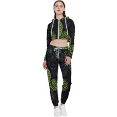 Berry,note, Green, Raspberries Cropped Zip Up Lounge Set by nateshop