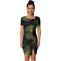 Berry,note, Green, Raspberries Fitted Knot Split End Bodycon Dress by nateshop