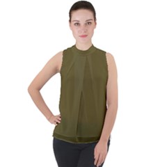 Brown, Color, Background, Monochrome, Minimalism Mock Neck Chiffon Sleeveless Top